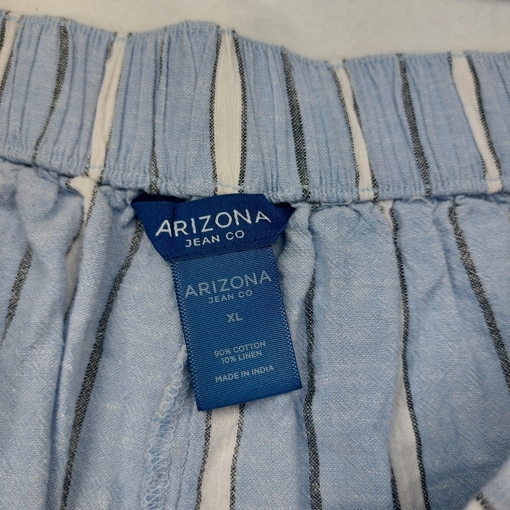ARIZONA WOMENS BLUE STRIPED COTTON LINEN WIDE LEG PULL ON CAPRI PANTS SIZE XL - Picture 5 of 6